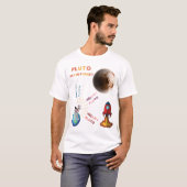 Vergeet Pluto nooit, planetaire overlagen T-shirt (Voorkant volledig)