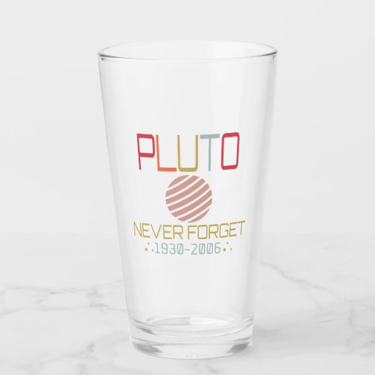 Vergeet Pluto Retro Funny Space nooit, wetenschap Glas (Voorkant)