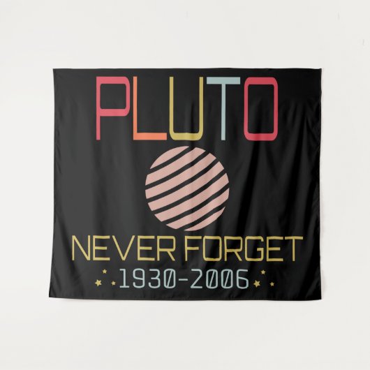 Vergeet Pluto Retro Funny Space nooit, wetenschap Wandkleed (Voorkant (horizontaal))