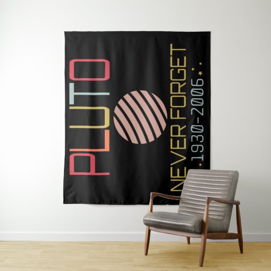 Vergeet Pluto Retro Funny Space nooit, wetenschap Wandkleed (In situ)