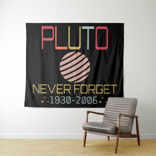 Vergeet Pluto Retro Funny Space nooit, wetenschap Wandkleed (In Situ (horizontaal))