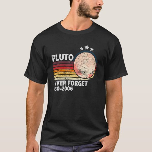 Vergeet Pluto Retro Style Space Science L T-shirt (Voorkant)