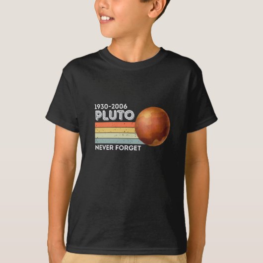 Vergeet Pluto-Shirt nooit. Retro Style Funny Space T-shirt (Voorkant)