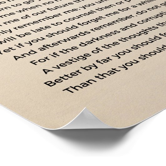 Vergeet Poem Vintage Poster niet (Hoek)