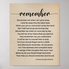 Vergeet Poem Vintage Poster niet