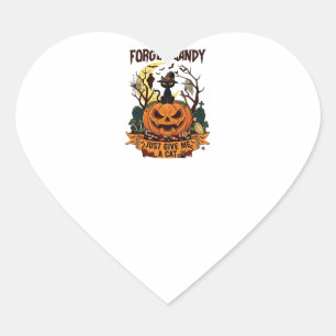 Vergeet Snoep Geef Me Alleen Kat Halloween Pompoen Hart Sticker
