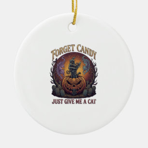 Vergeet Snoep Geef Me Alleen Kat Halloween Pompoen Keramisch Ornament
