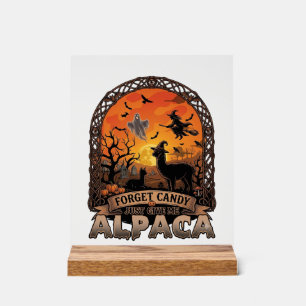 Vergeet Snoep Geef Me Alpaca Halloween Geest W Acryl Bord