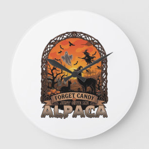 Vergeet Snoep Geef Me Alpaca Halloween Geest W Grote Klok