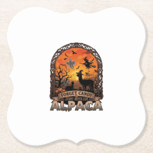 Vergeet Snoep Geef Me Alpaca Halloween Geest W Kartonnen Onderzetters