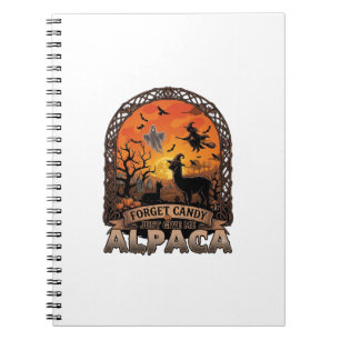 Vergeet Snoep Geef Me Alpaca Halloween Geest W Notitieboek