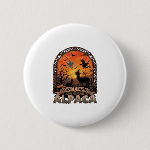 Vergeet Snoep Geef Me Alpaca Halloween Geest W Ronde Button 5,7 Cm