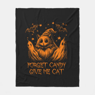Vergeet Snoep Geef me Cat Funny Graphic Pet Hallow Fleece Deken