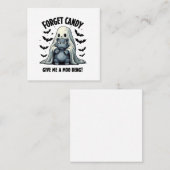 Vergeet Snoep Geef me Moo Deng Halloween Ghost Vierkante Visitekaartje (Voorkant / Achterkant)