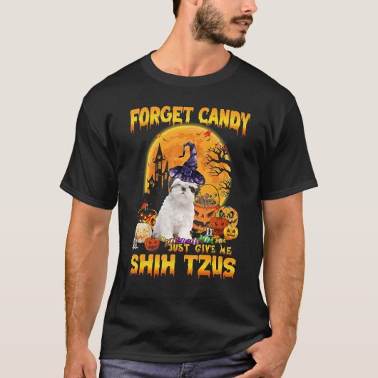 Vergeet Snoep maar om me Shih Tzus Pumpkin Hallow  T-shirt (Voorkant)