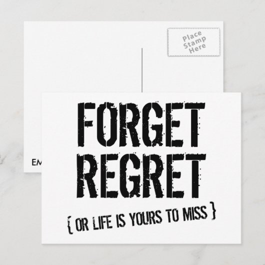 Vergeet Spijt Briefkaart (Voorkant / Achterkant)