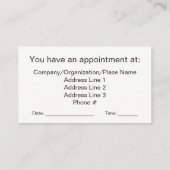 VERGEET UW BENOEMING NIET! AFSPRAKENKAARTJE (Achterkant)