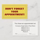 VERGEET UW BENOEMING NIET! AFSPRAKENKAARTJE (Voorkant / Achterkant)