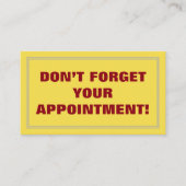 VERGEET UW BENOEMING NIET! AFSPRAKENKAARTJE (Voorkant)