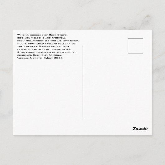 "Vergeet Winona niet" Souvenir Post Kaart (Achterkant)