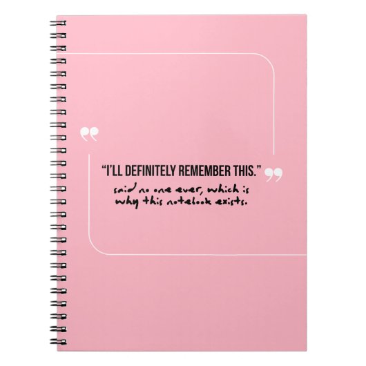 Vergeetachtige Mensen "Ik zal het onthouden" Roze Notitieboek (Voorkant)