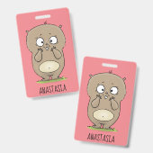 Vergeetachtige schattige dikke hamster cartoon badge (Voor- en achterkant)