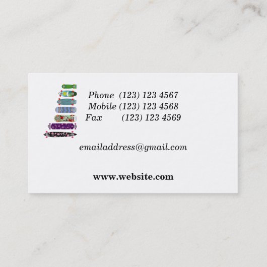 Vergelijking skateboardgrootte visitekaartje (Achterkant)