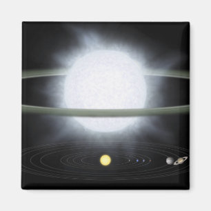 Vergelijking van de grootte van een hyperreuzenste magneet