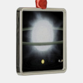 Vergelijking van de grootte van een hyperreuzenste metalen ornament (Rechts)