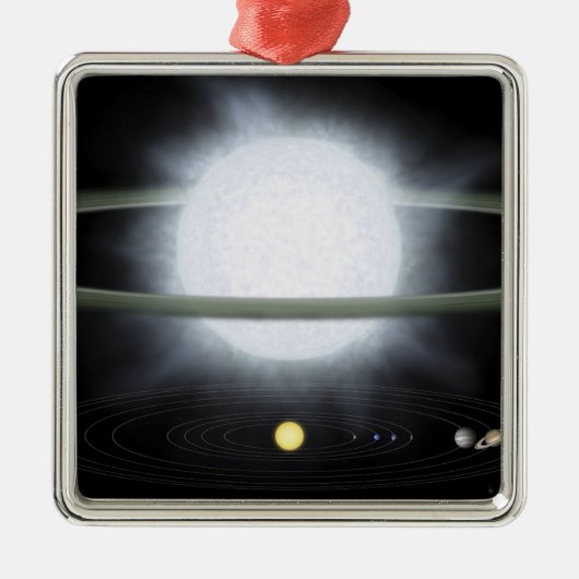 Vergelijking van de grootte van een hyperreuzenste metalen ornament (Voorkant)