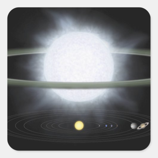 Vergelijking van de grootte van een hyperreuzenste vierkante sticker (Voorkant)