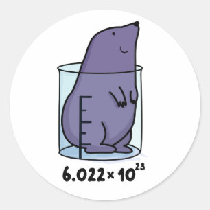 Vergelijking van de mol met een bekertje ronde sticker