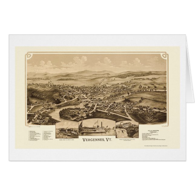Vergennes, VT Panoramiek Map - 1890 (Voorkant Horizontaal)