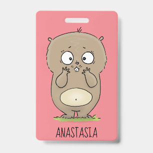 Vergetachtige schattige dikke hamster cartoon badge