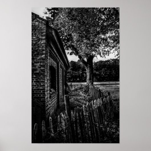 Vergeten Boerderij zwart-wit Poster (Voorkant)