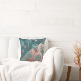 Vergeten onkruid: Turquoise koperen paardenbloemen Kussen