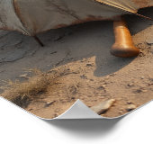 Vergeten Relic - Verweerde paraplu in de woestijn Poster (Hoek)