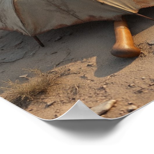 Vergeten Relic - Verweerde paraplu in de woestijn Poster (Hoek)