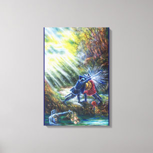 VERGETEN ROOS Vechtende Ridders, Geld en Duivel Canvas Afdruk