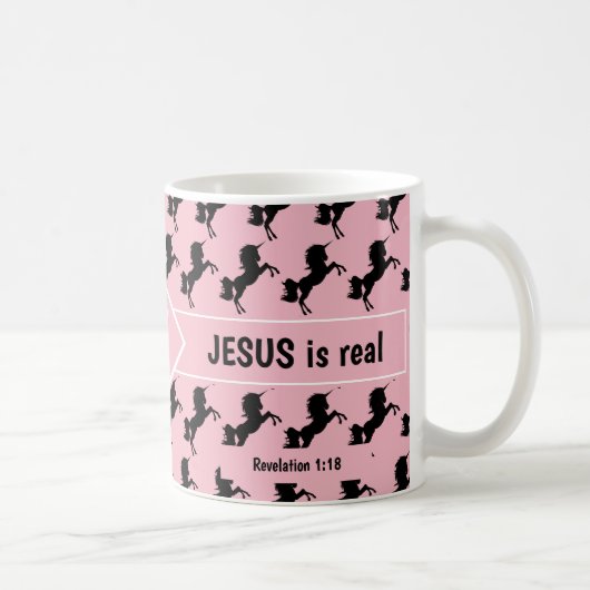 VERGETEN UNICORNS JESUS IS HET ECHTE Christelijke  Koffiemok (Rechts)