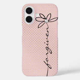 VERGEVEN Doodle Daisy Tekst Glinsterende Gouden St iPhone 16 Hoesje