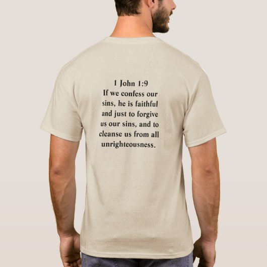 Vergeven fan T-shirt Jezus 1 Johannes 1:9 (Achterkant)
