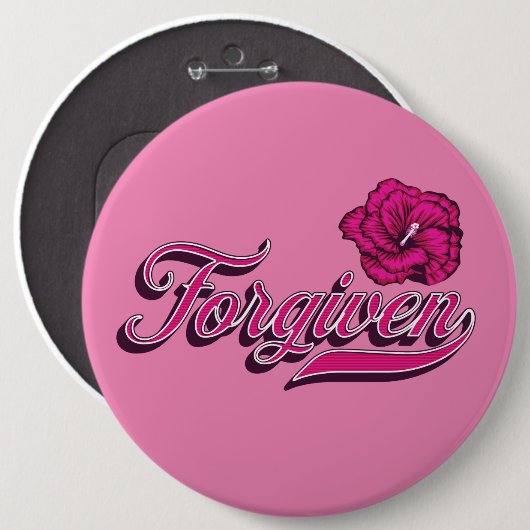 Vergeven Hibiscus Ronde Button 6,0 Cm (Voorkant /achterkant)