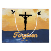 "Vergeven" Luke 7:48 Glossy Gift Bag Groot Cadeauzakje (Achterkant)