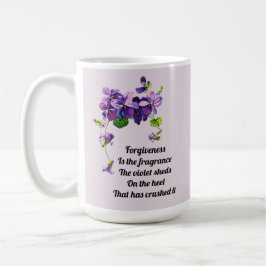 Vergeving is de geur die het viooltje afgeeft koffiemok