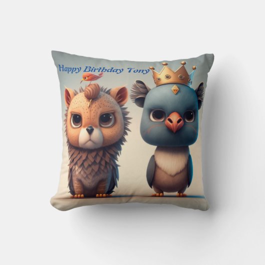 Vergiet twee wilde diervriendjes met kussen (Voorkant)