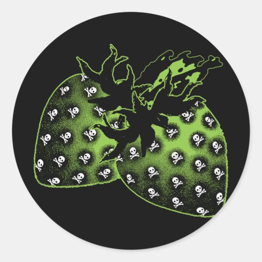 Vergif aardbeien ronde sticker (Voorkant)