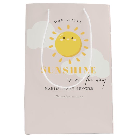Vergif ons kleine zonnige Baby shower met blush Medium Cadeauzakje (Voorkant)