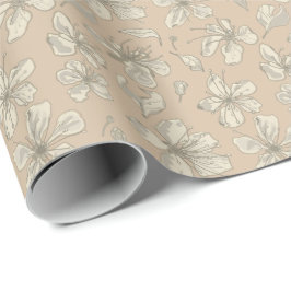 Vergifte bloesems op lichtbeige - naadloos patroon cadeaupapier