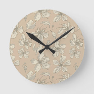 Vergifte bloesems op lichtbeige - naadloos patroon ronde klok